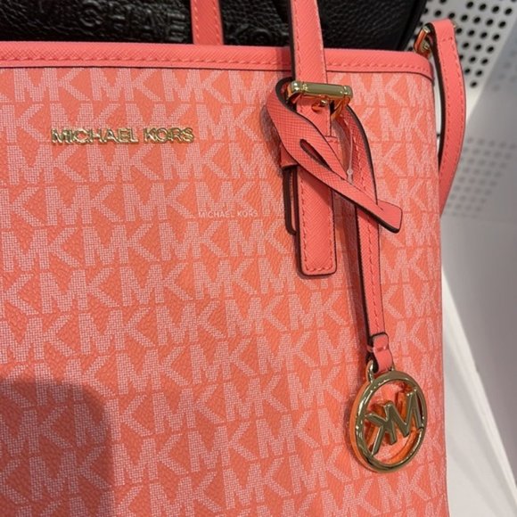 Michael Kors Jet Set Travel XS Carryall Tote Top Zip Tote Grapefruit - Picture 5 of 16